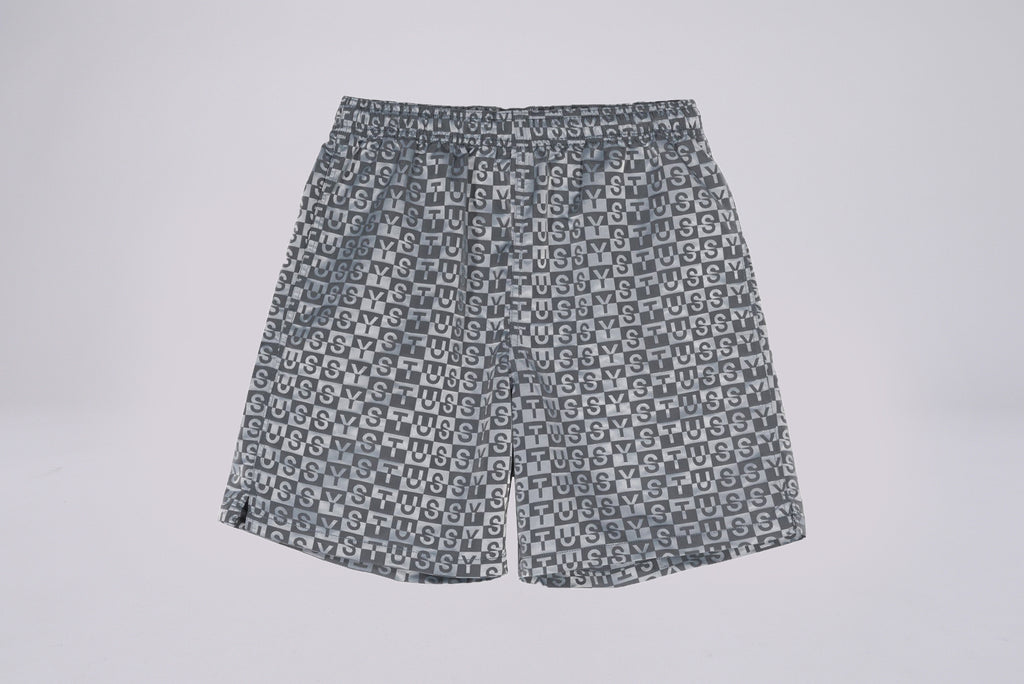 Stussy Check Nylon Short grau