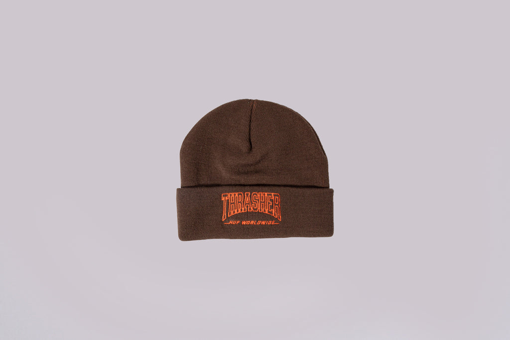 Huf x Thrasher Field Crew Beanie brown