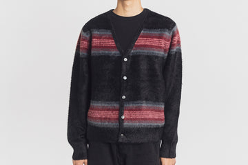 Stussy Stripe Shaggy Cardigan black