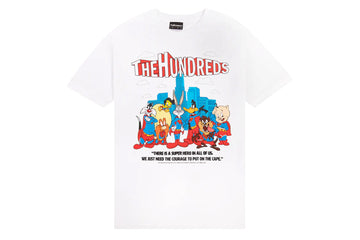 The Hundreds x Warner Bros. 100th Mash ups Super Squad Tee white