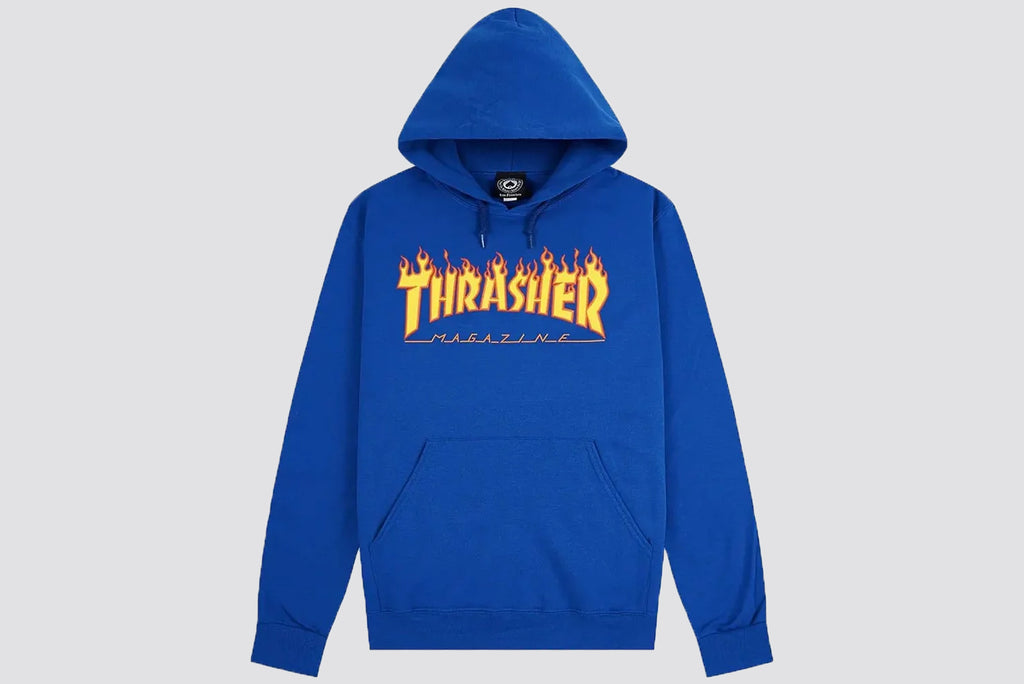 Thrasher Flame Hoodie royal blue